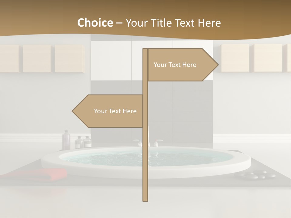 A Bath Tub With A Red Towel On Top Of It PowerPoint Template