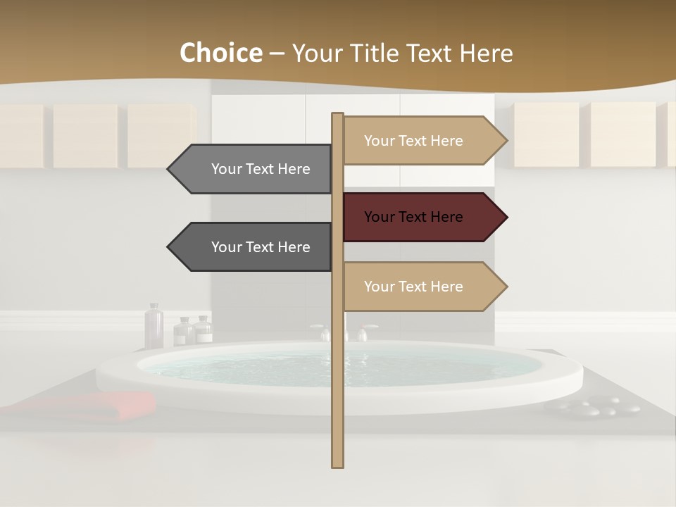 A Bath Tub With A Red Towel On Top Of It PowerPoint Template