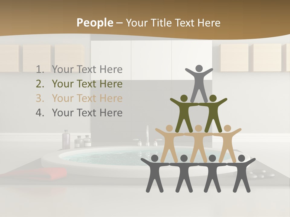 A Bath Tub With A Red Towel On Top Of It PowerPoint Template