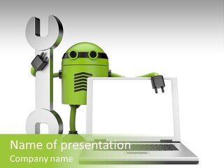 Laptop Puppet Cyborg PowerPoint Template