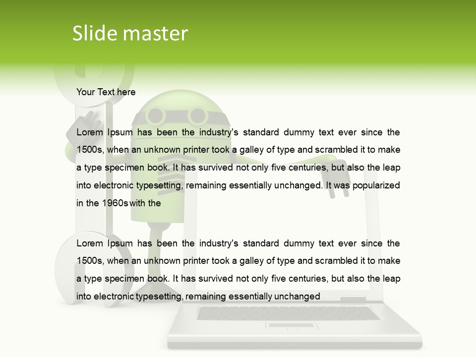 Laptop Puppet Cyborg PowerPoint Template