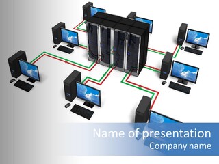 A Group Of Computer Monitors Connected To Each Other PowerPoint Template
