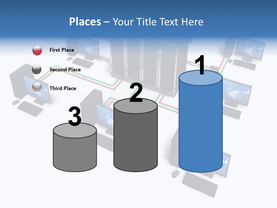 A Group Of Computer Monitors Connected To Each Other PowerPoint Template