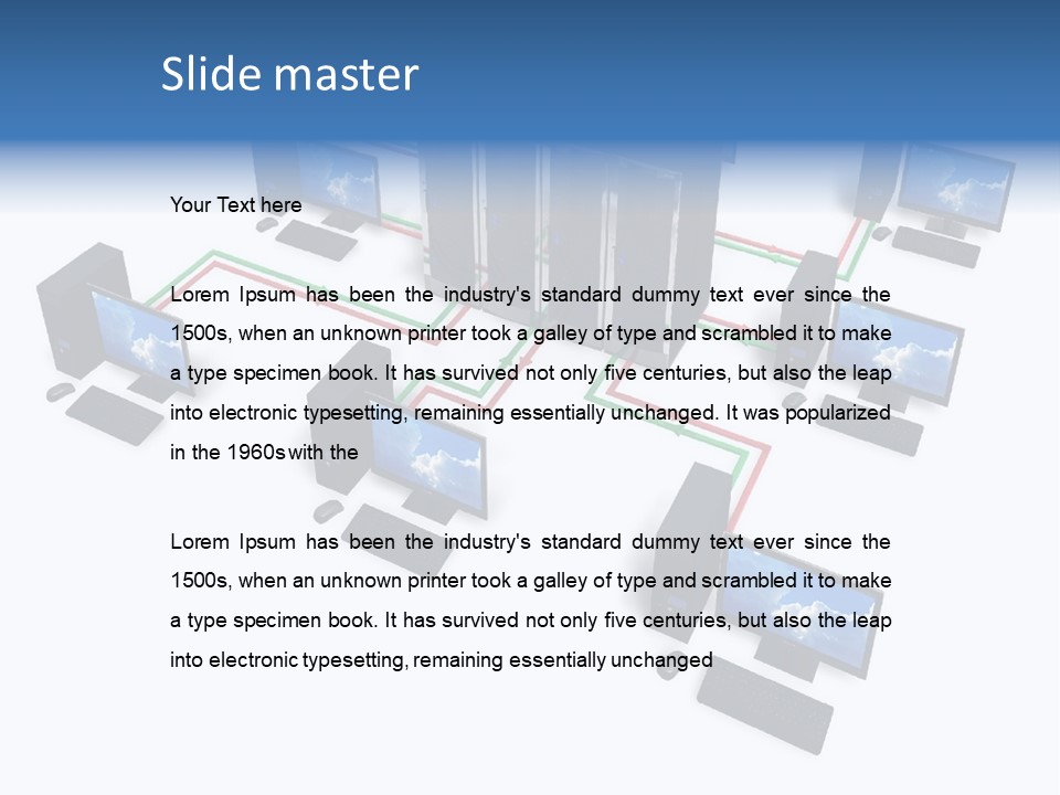 A Group Of Computer Monitors Connected To Each Other PowerPoint Template