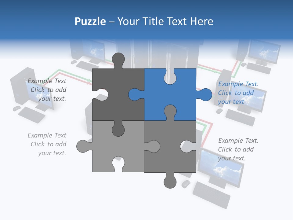 A Group Of Computer Monitors Connected To Each Other PowerPoint Template