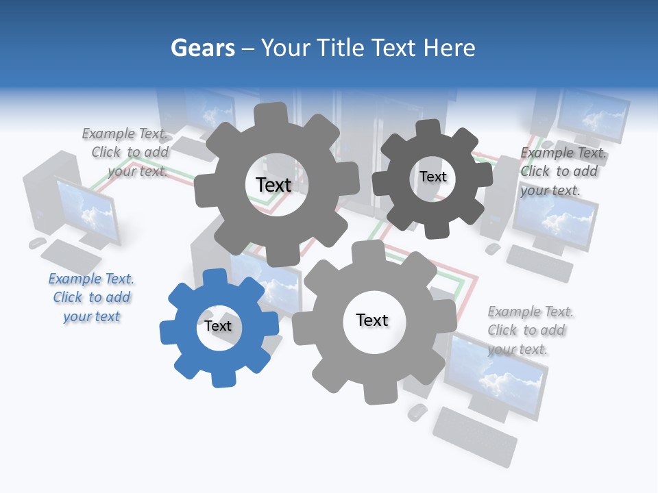 A Group Of Computer Monitors Connected To Each Other PowerPoint Template