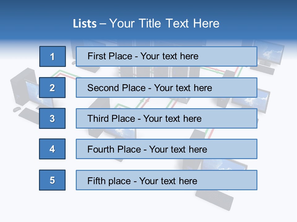 A Group Of Computer Monitors Connected To Each Other PowerPoint Template