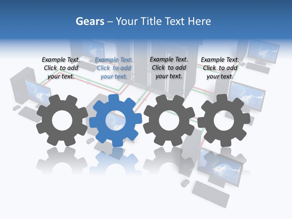 A Group Of Computer Monitors Connected To Each Other PowerPoint Template