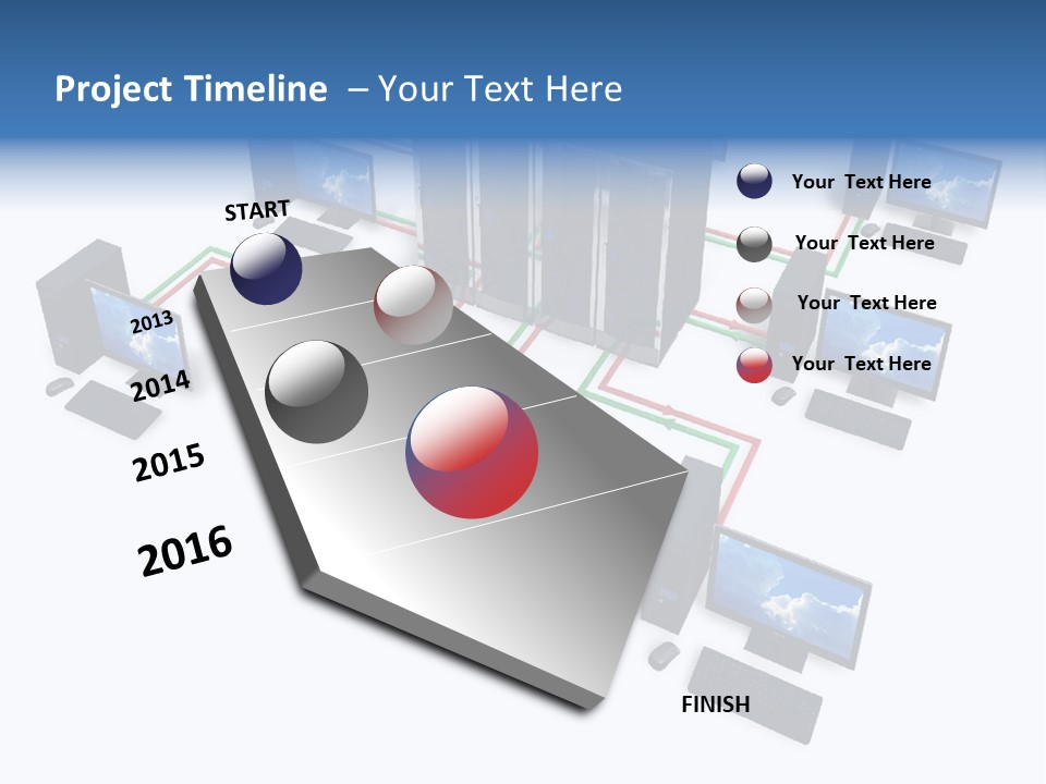 A Group Of Computer Monitors Connected To Each Other PowerPoint Template
