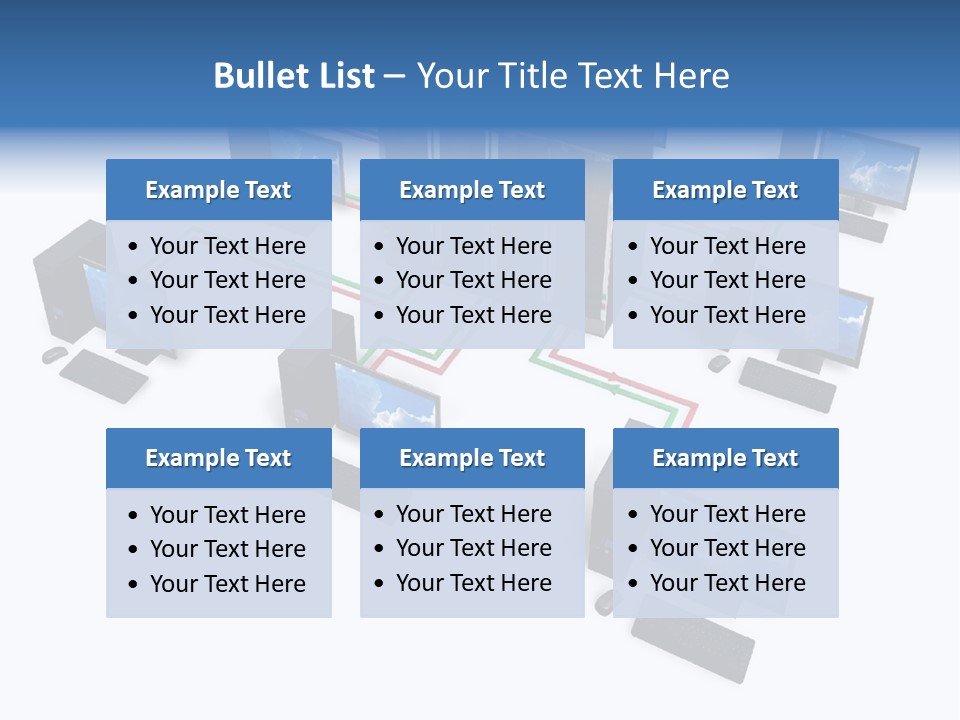 A Group Of Computer Monitors Connected To Each Other PowerPoint Template