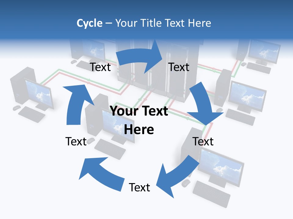A Group Of Computer Monitors Connected To Each Other PowerPoint Template