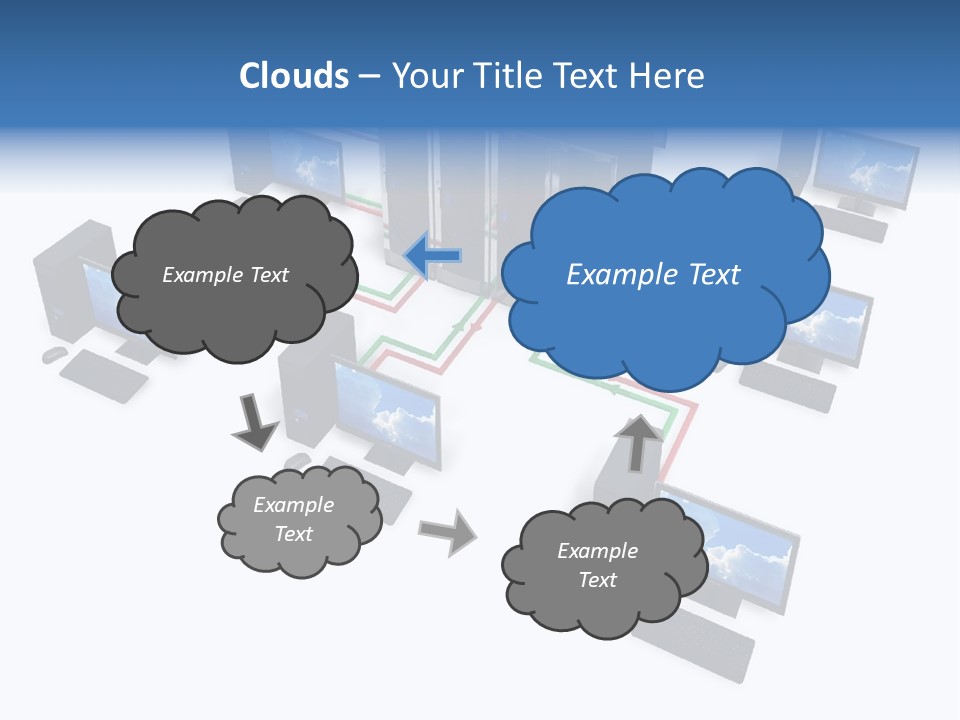 A Group Of Computer Monitors Connected To Each Other PowerPoint Template