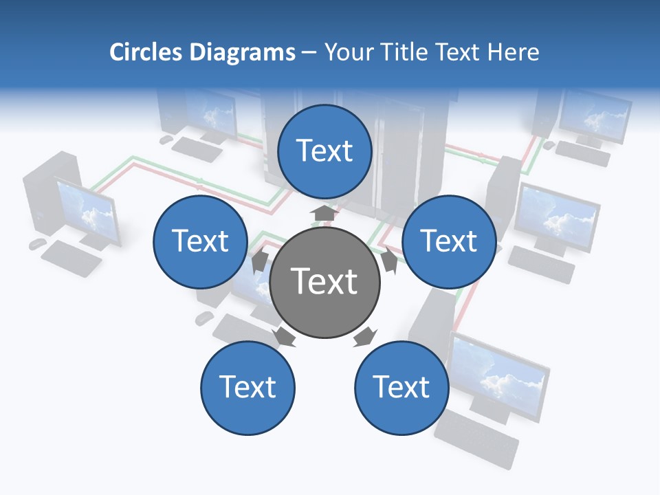 A Group Of Computer Monitors Connected To Each Other PowerPoint Template