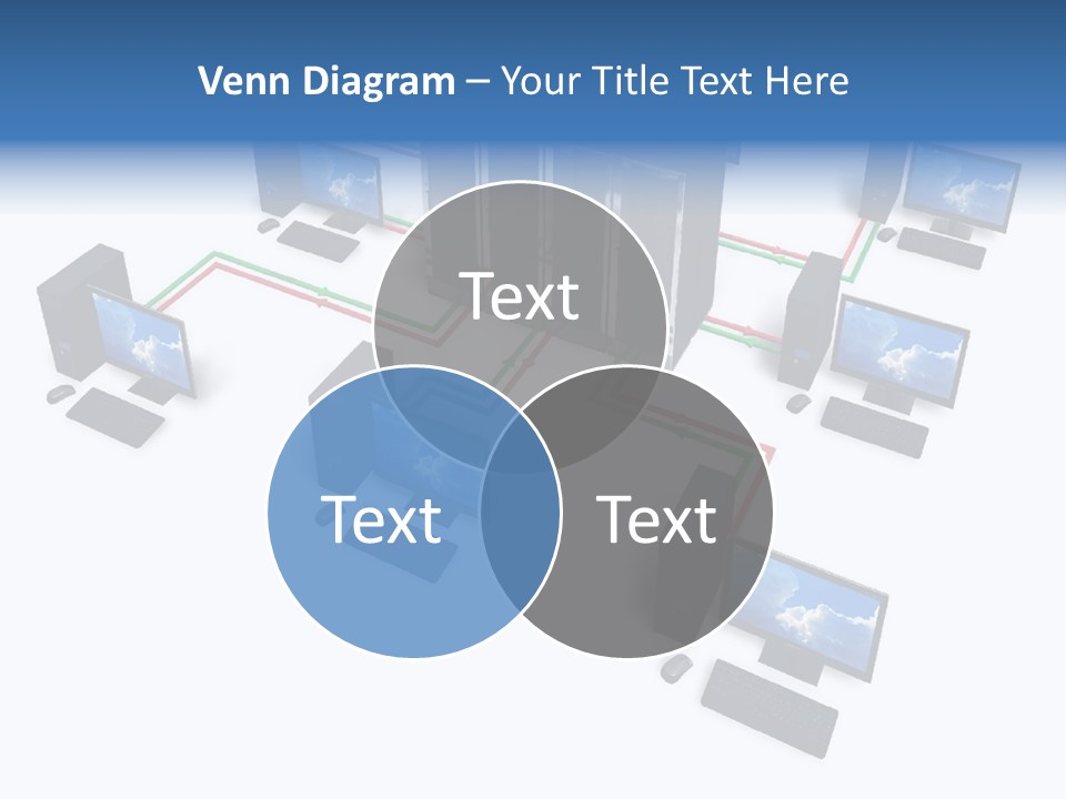 A Group Of Computer Monitors Connected To Each Other PowerPoint Template