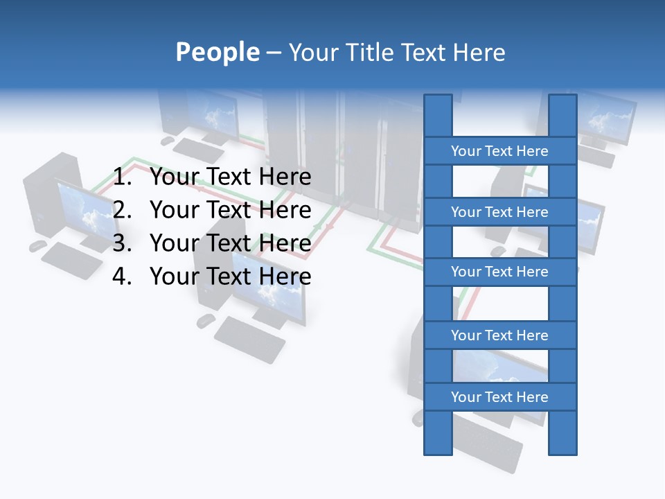 A Group Of Computer Monitors Connected To Each Other PowerPoint Template