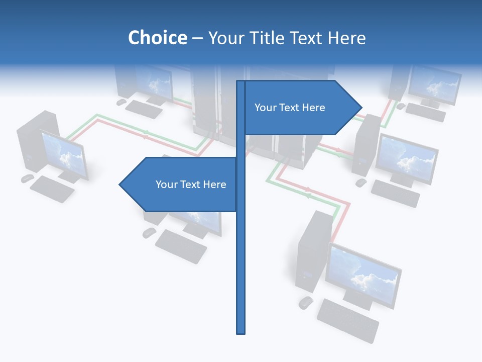 A Group Of Computer Monitors Connected To Each Other PowerPoint Template