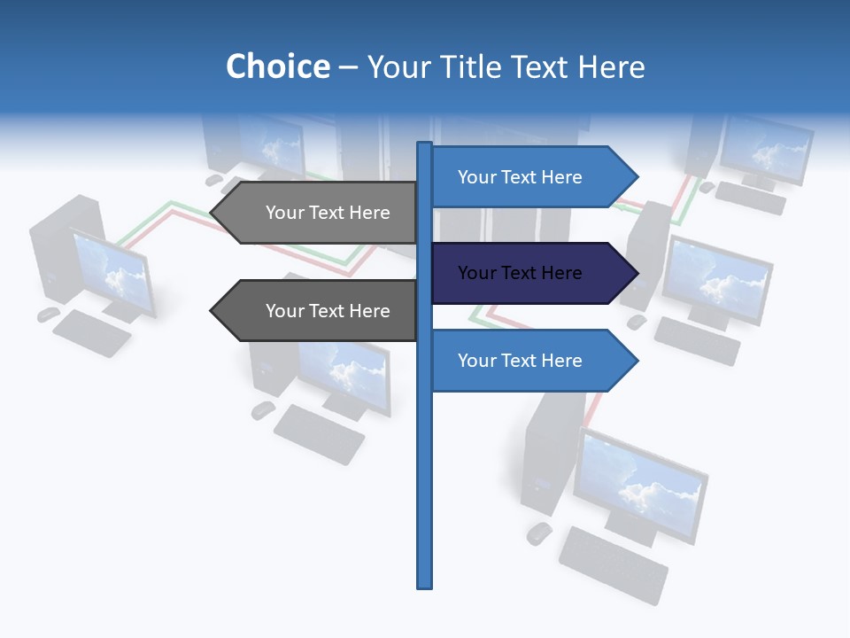 A Group Of Computer Monitors Connected To Each Other PowerPoint Template