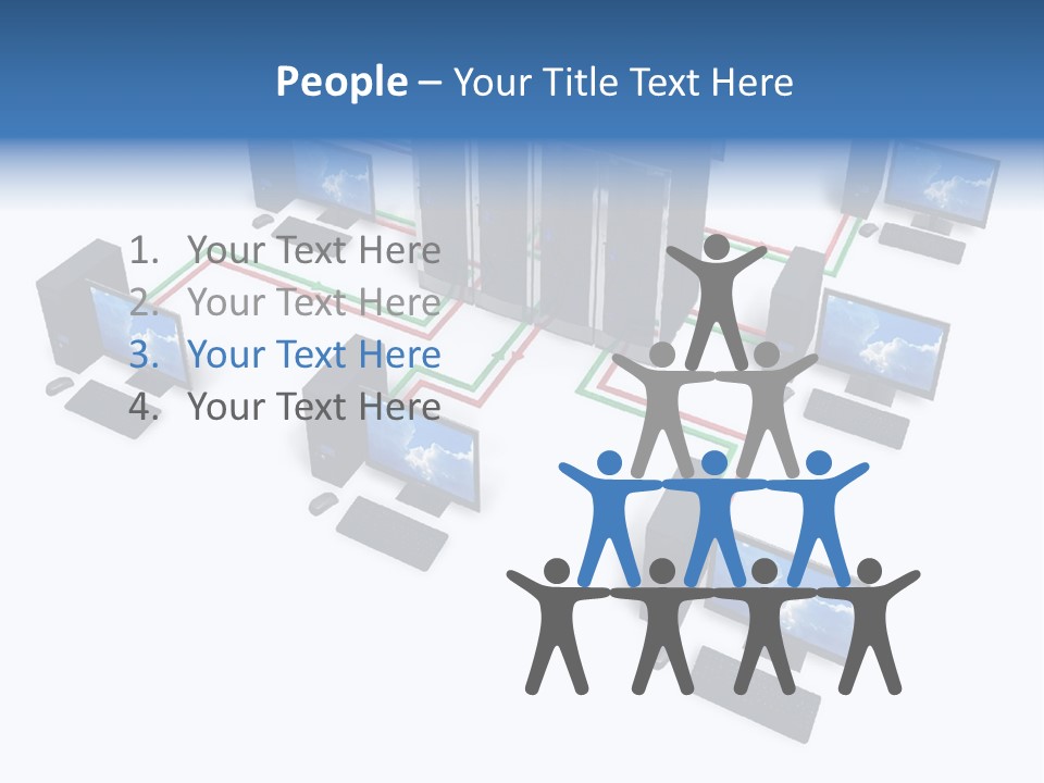 A Group Of Computer Monitors Connected To Each Other PowerPoint Template