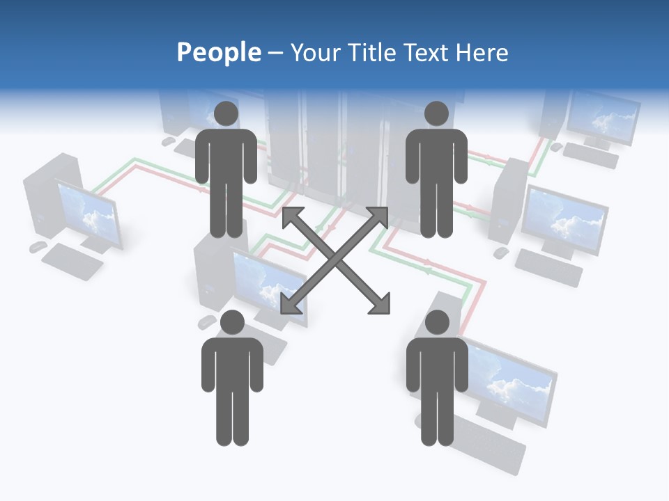 A Group Of Computer Monitors Connected To Each Other PowerPoint Template