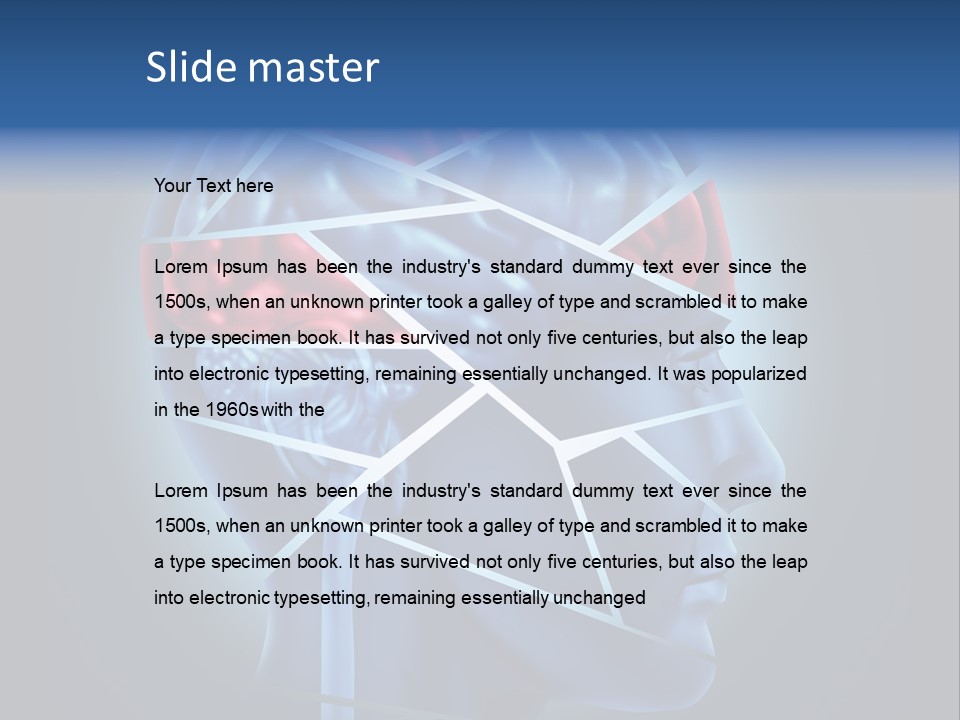 A Blue Man's Head With A Red Brain In It PowerPoint Template