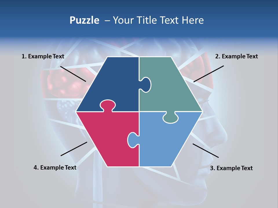A Blue Man's Head With A Red Brain In It PowerPoint Template