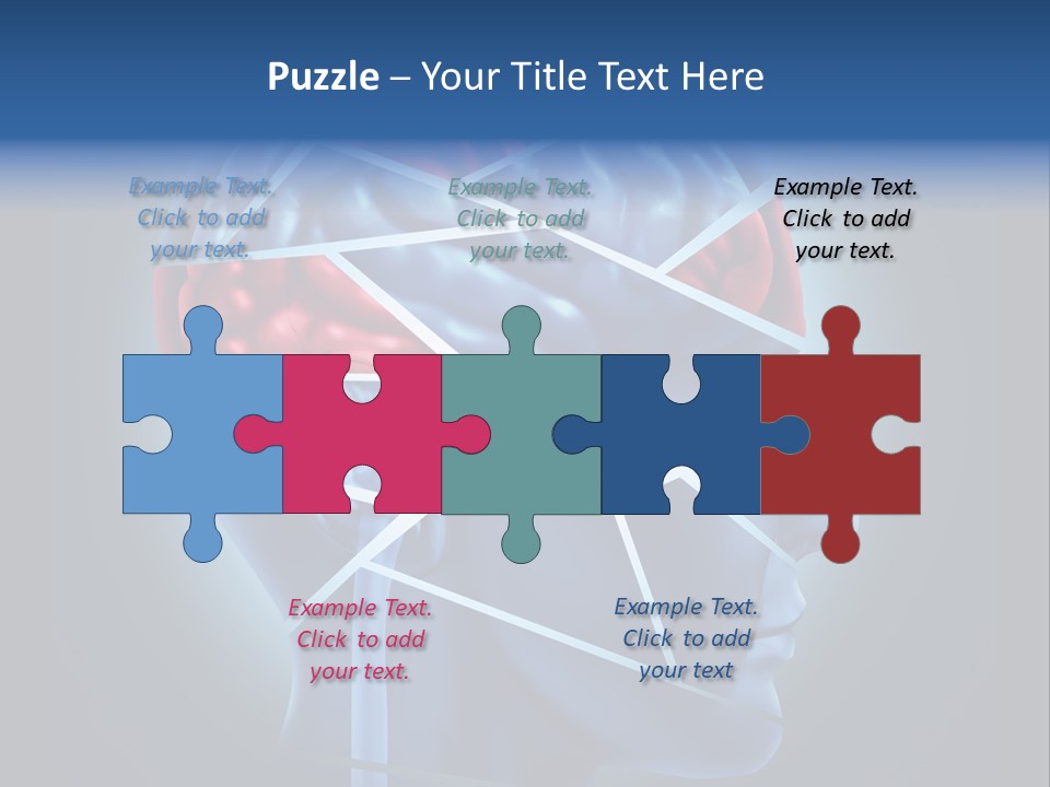 A Blue Man's Head With A Red Brain In It PowerPoint Template
