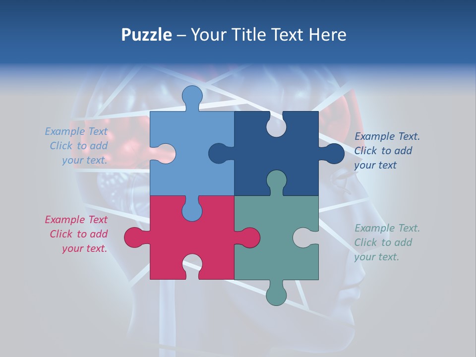 A Blue Man's Head With A Red Brain In It PowerPoint Template