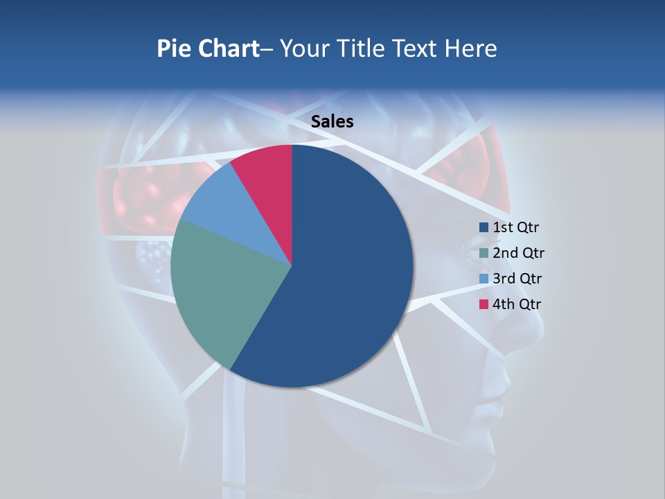 A Blue Man's Head With A Red Brain In It PowerPoint Template
