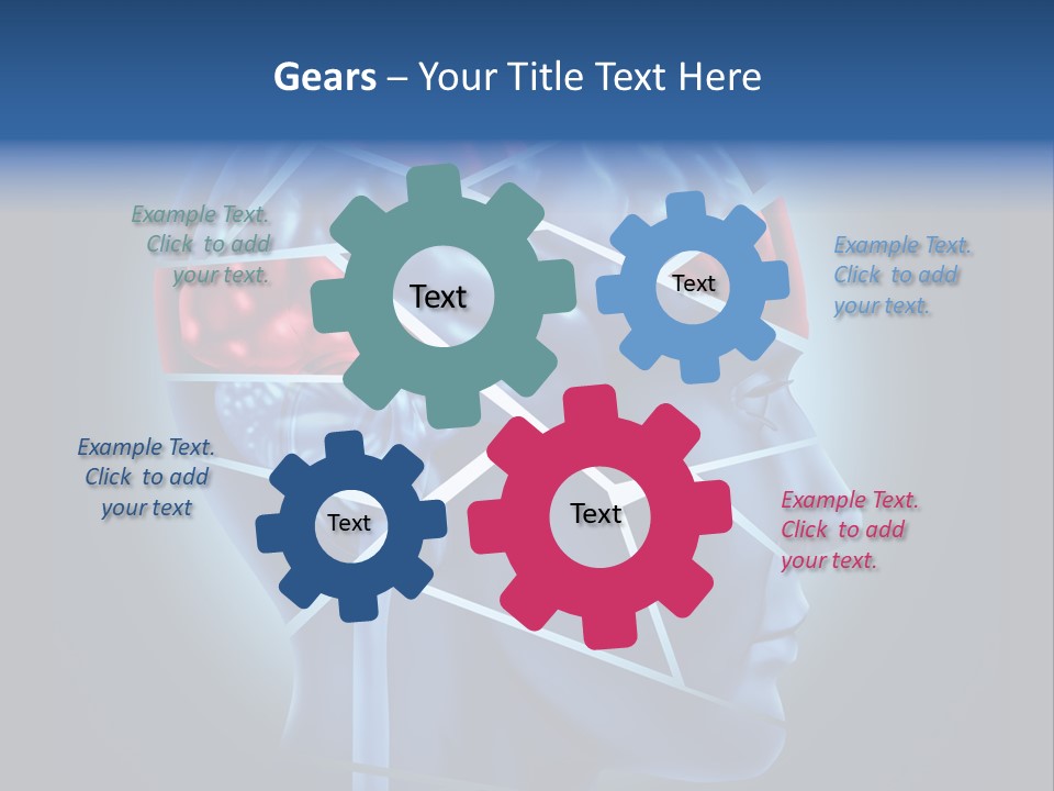 A Blue Man's Head With A Red Brain In It PowerPoint Template