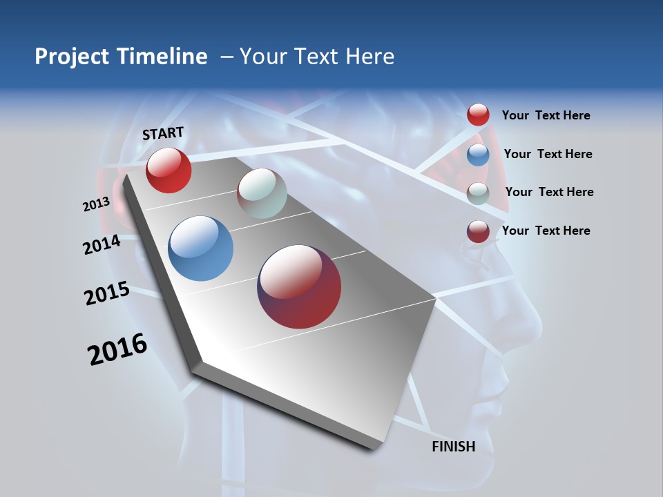 A Blue Man's Head With A Red Brain In It PowerPoint Template