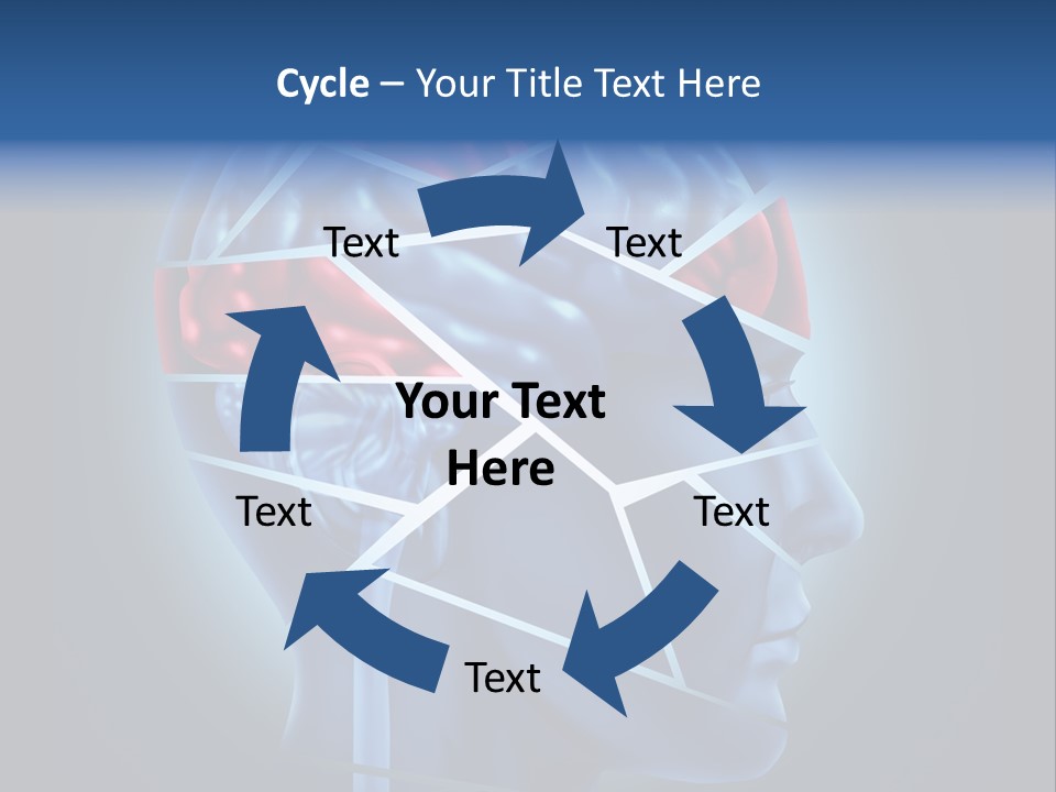 A Blue Man's Head With A Red Brain In It PowerPoint Template