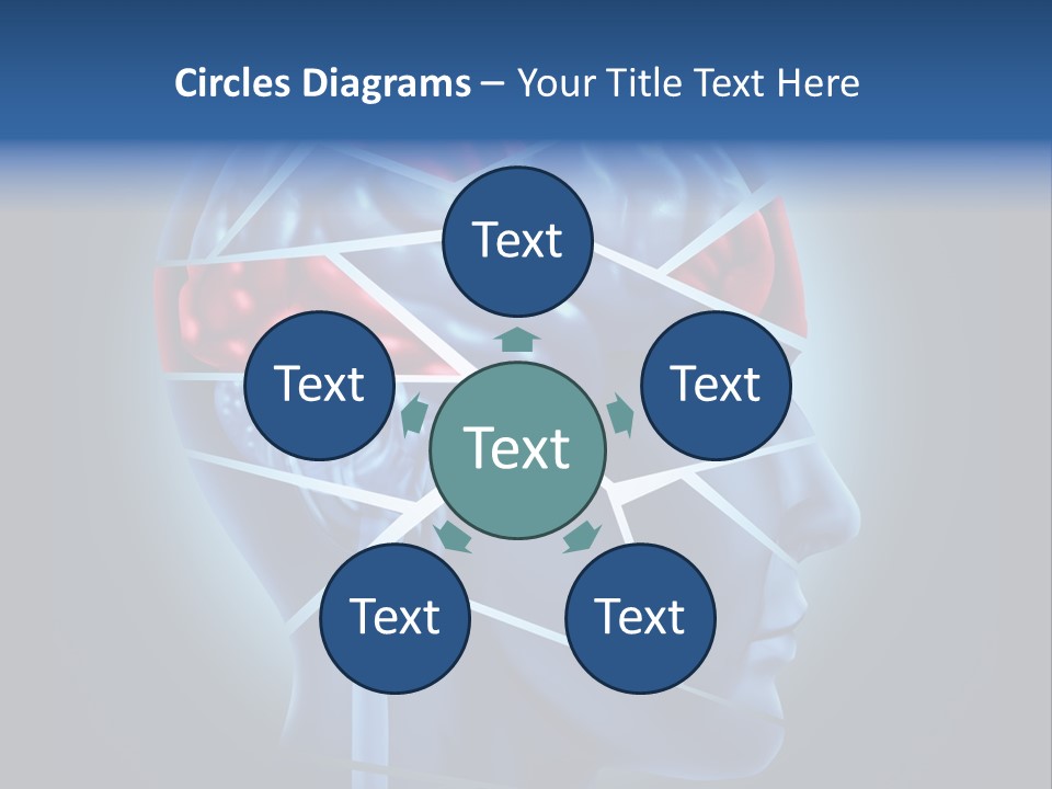 A Blue Man's Head With A Red Brain In It PowerPoint Template