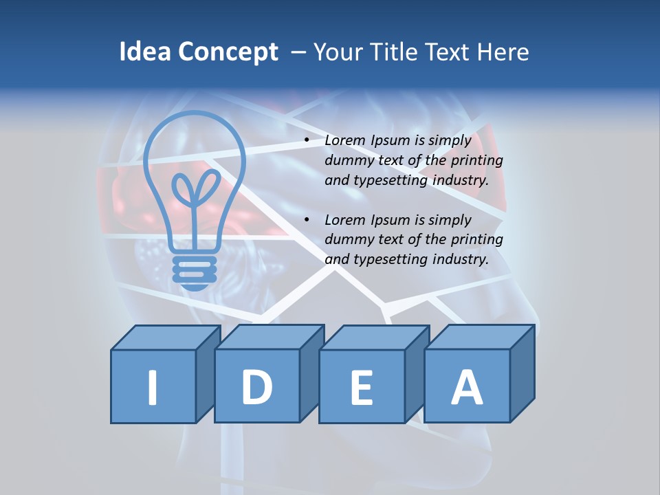 A Blue Man's Head With A Red Brain In It PowerPoint Template