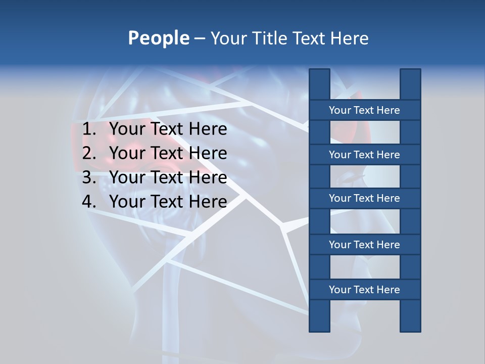 A Blue Man's Head With A Red Brain In It PowerPoint Template