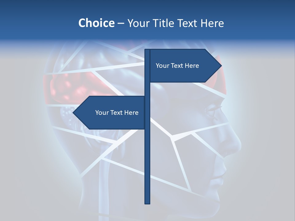A Blue Man's Head With A Red Brain In It PowerPoint Template