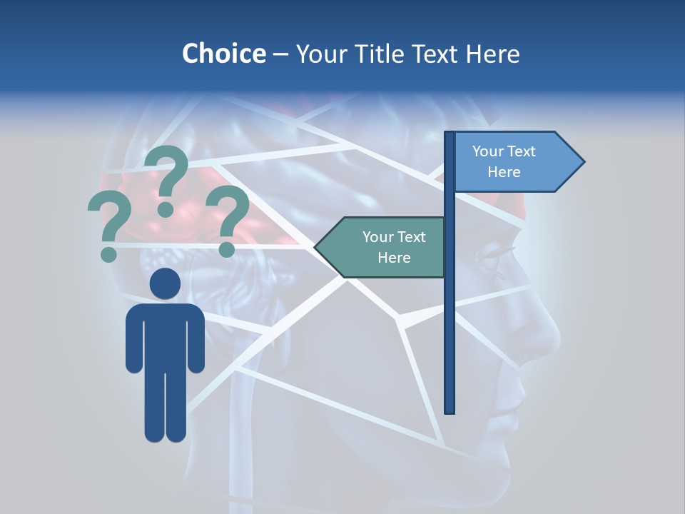 A Blue Man's Head With A Red Brain In It PowerPoint Template