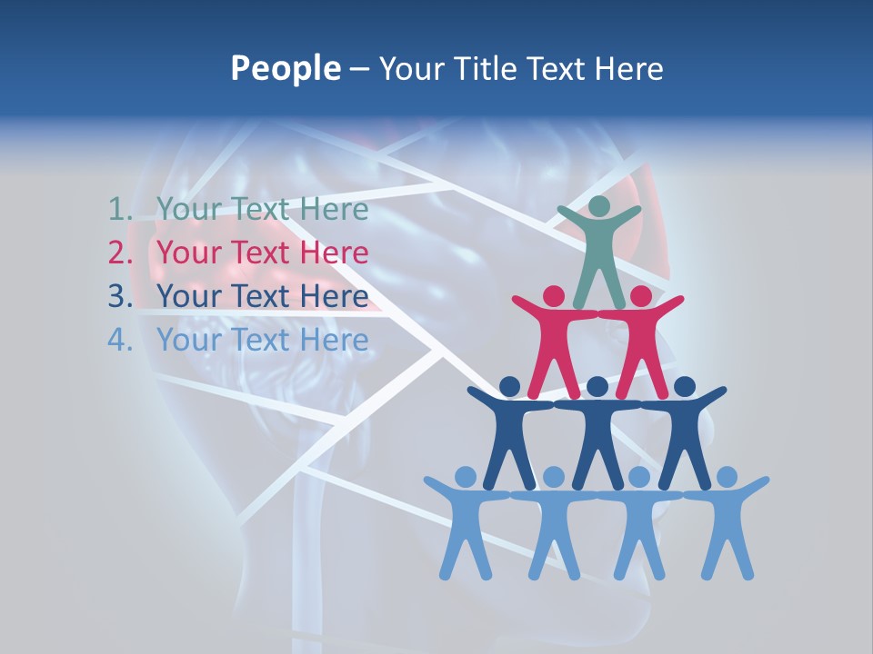 A Blue Man's Head With A Red Brain In It PowerPoint Template