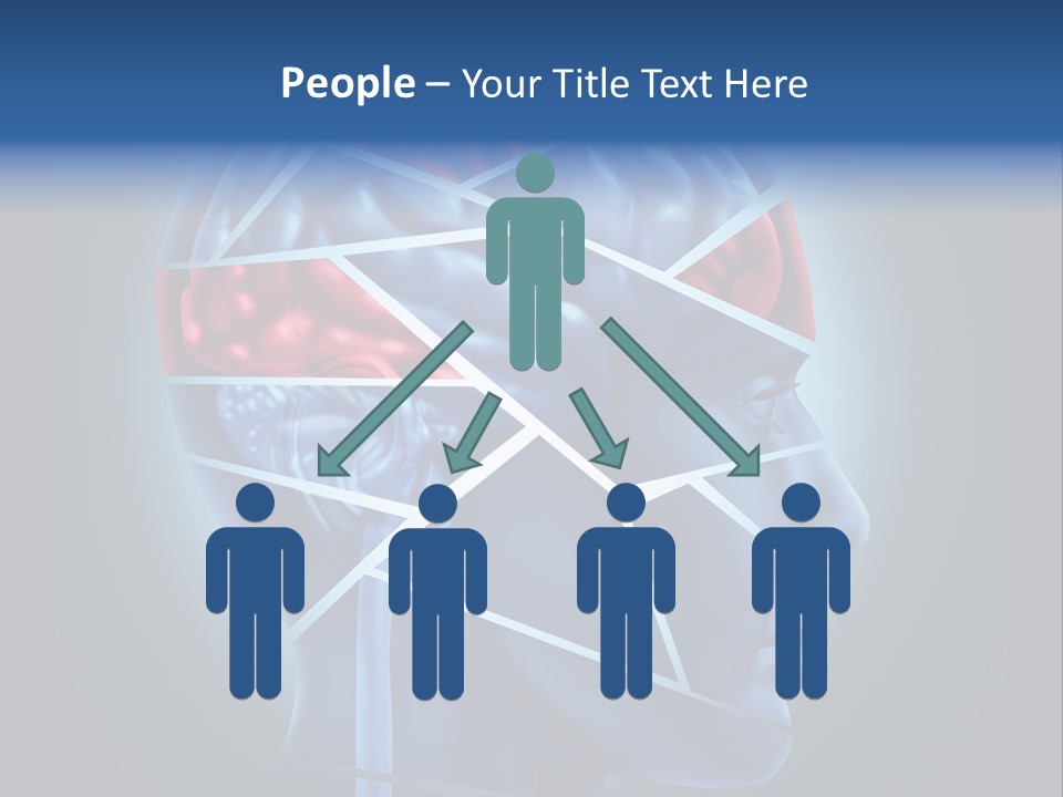 A Blue Man's Head With A Red Brain In It PowerPoint Template