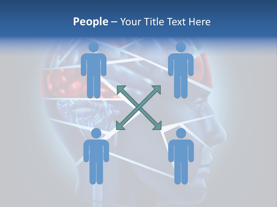 A Blue Man's Head With A Red Brain In It PowerPoint Template