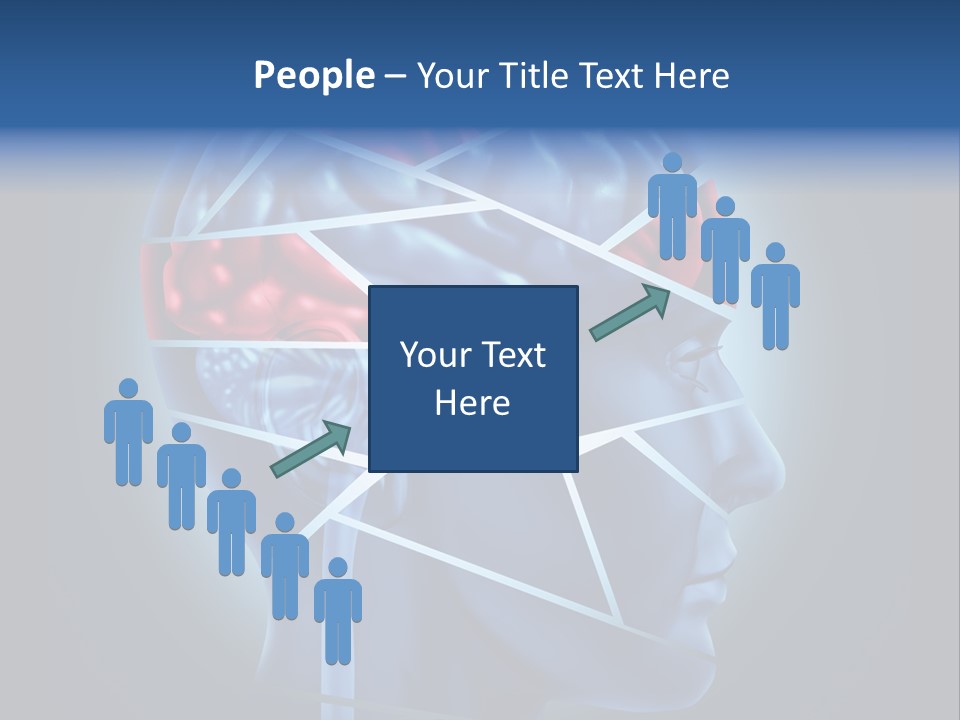 A Blue Man's Head With A Red Brain In It PowerPoint Template