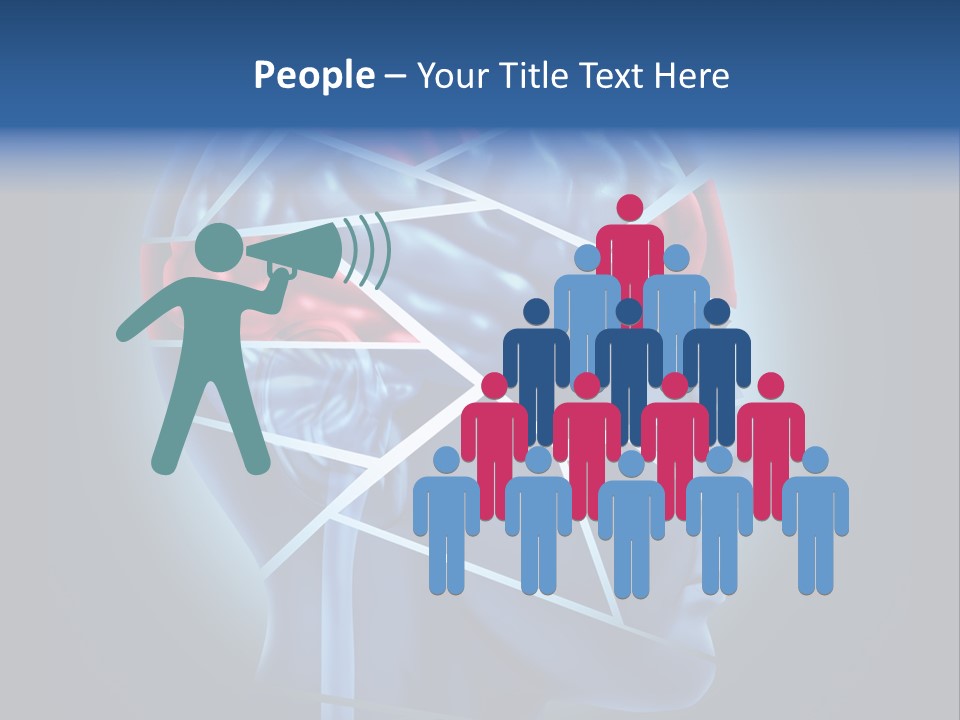 A Blue Man's Head With A Red Brain In It PowerPoint Template