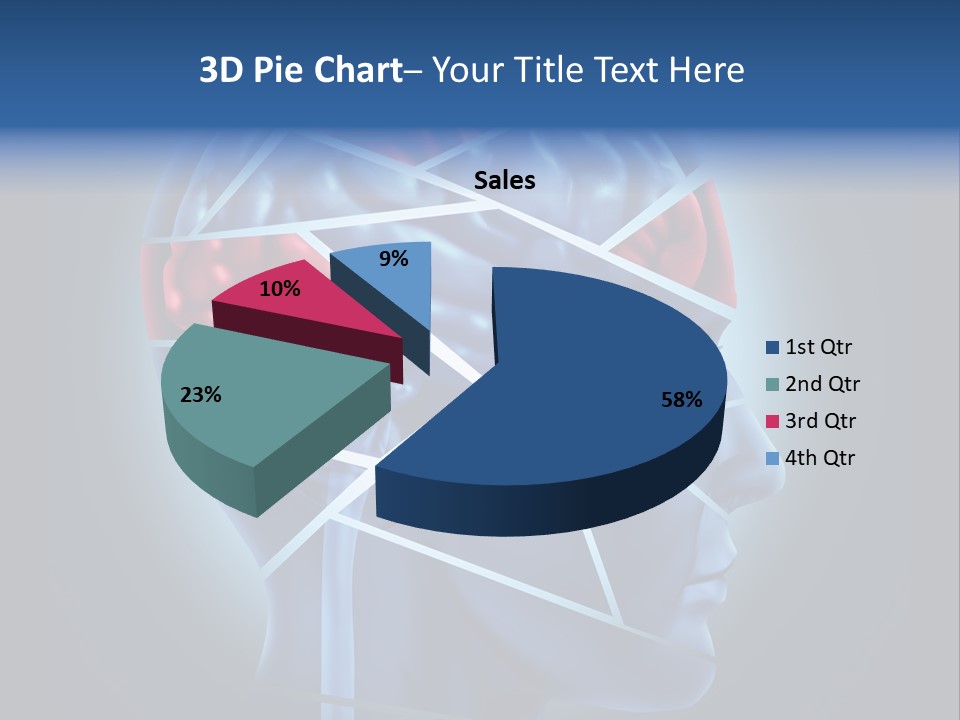 A Blue Man's Head With A Red Brain In It PowerPoint Template