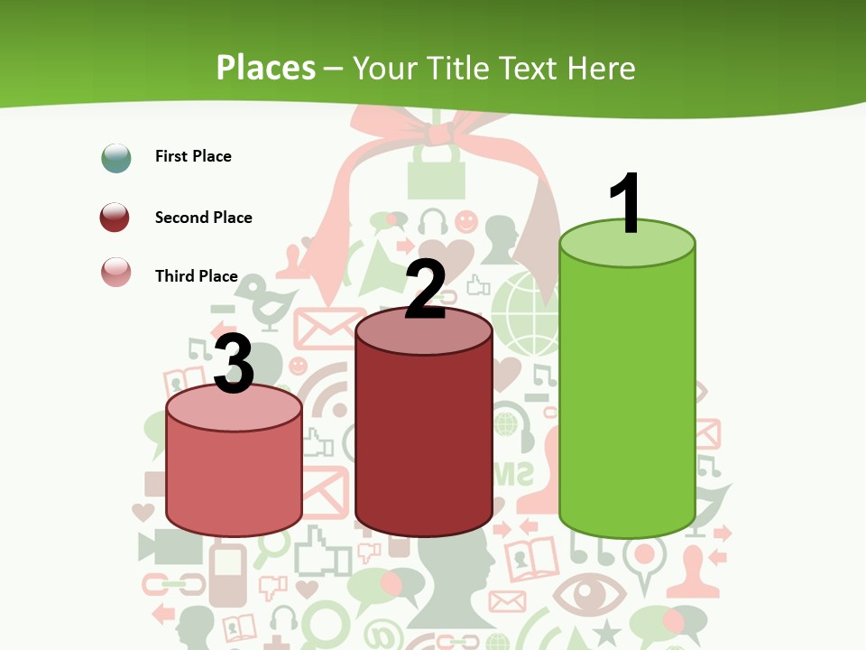 A Christmas Ornament With A Red Bow On Top Of It PowerPoint Template