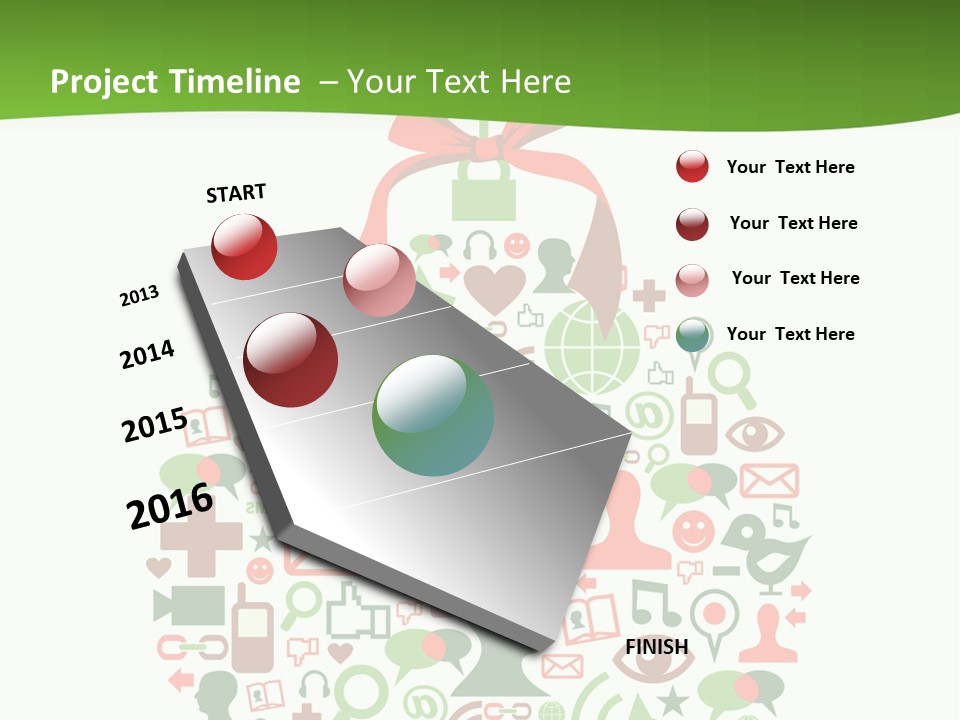 A Christmas Ornament With A Red Bow On Top Of It PowerPoint Template