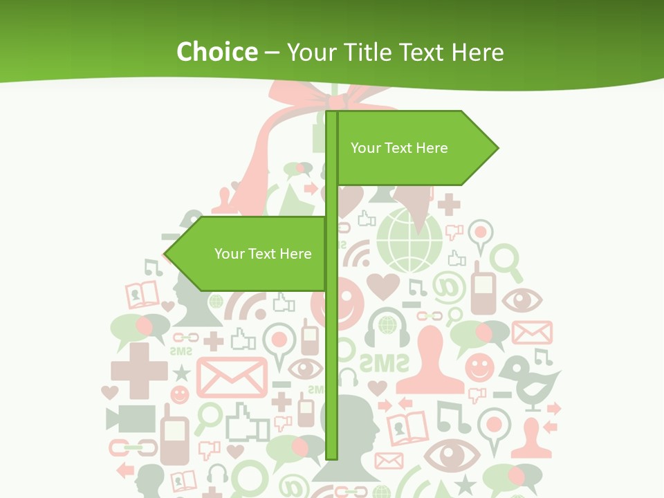 A Christmas Ornament With A Red Bow On Top Of It PowerPoint Template