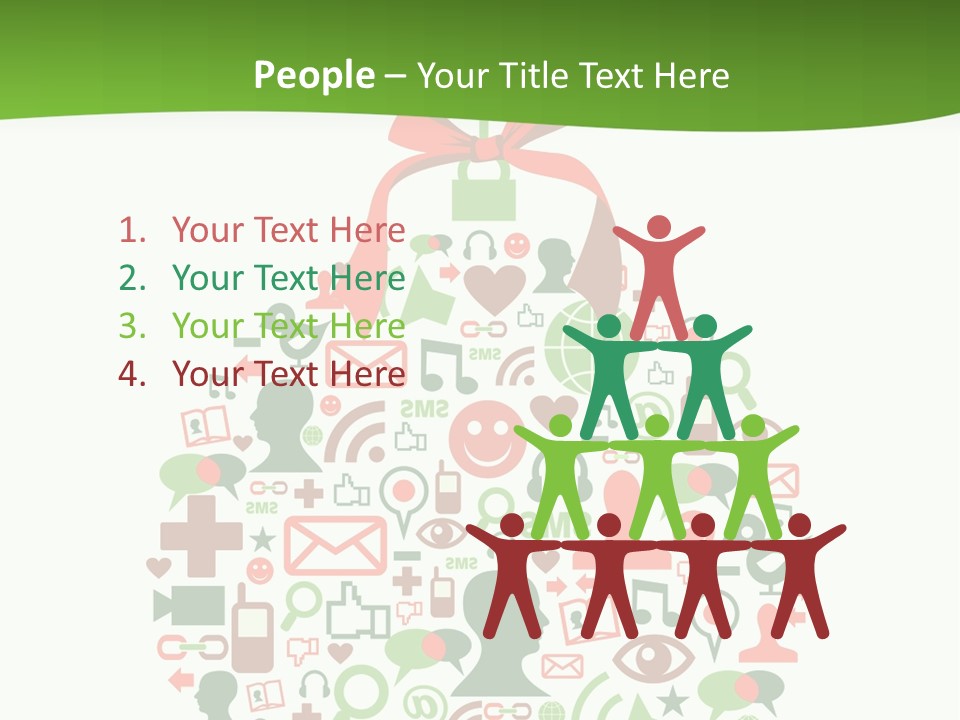 A Christmas Ornament With A Red Bow On Top Of It PowerPoint Template