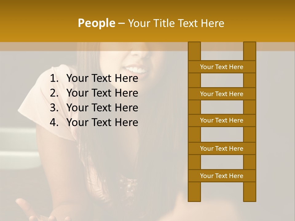 A Girl Is Sitting At A Table With Her Hand On Her Hip PowerPoint Template