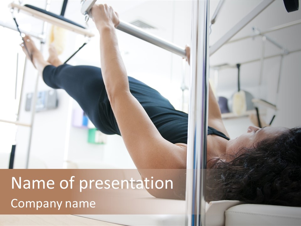 A Woman Doing A Pull Up On A Pull Up Bar PowerPoint Template