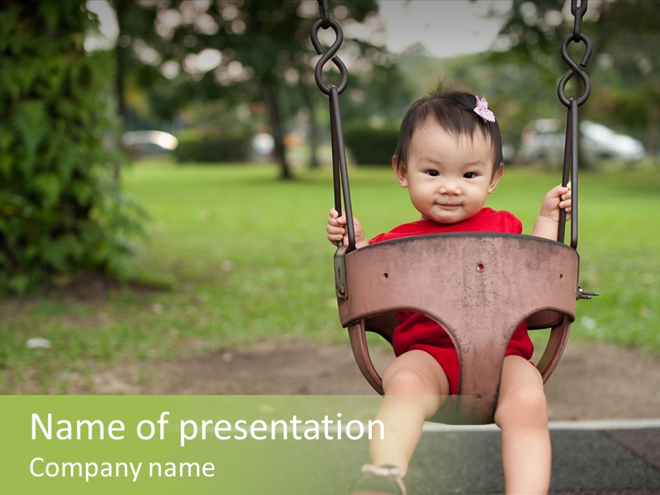 Swing Baby Girl Joyful PowerPoint Template
