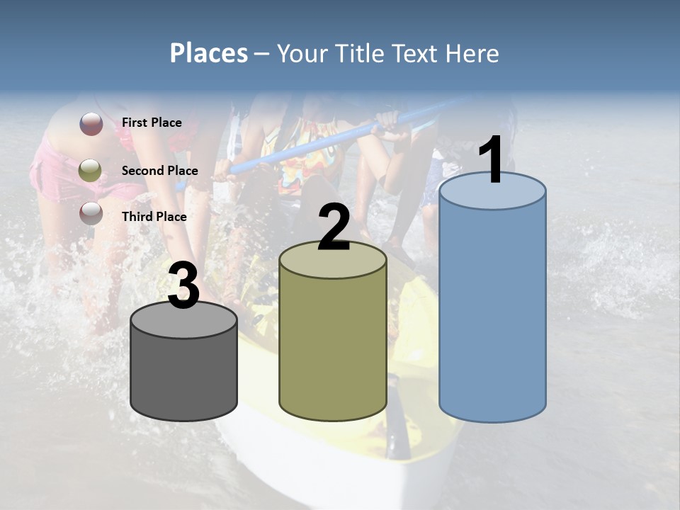 White Clouds Outside Mixed Race PowerPoint Template